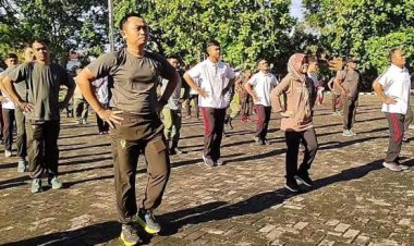 Olah Raga Bersama TNI-POLRI Dan PemKab Pandeglang Tingkatkan Soliditas Jelang Pemilu 2024