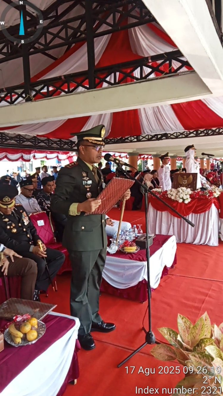 Dandim 0601/Pandeglang Bacakan Pembukaan UUD 1945 pada Upacara Peringatan HUT ke-80 RI di Alun-alun Pandeglang