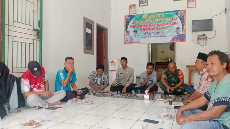 Babinsa Koramil 0111/Pagelaran Kodim 0601/Pandeglang Hadiri Musdesus Di Desa Turus