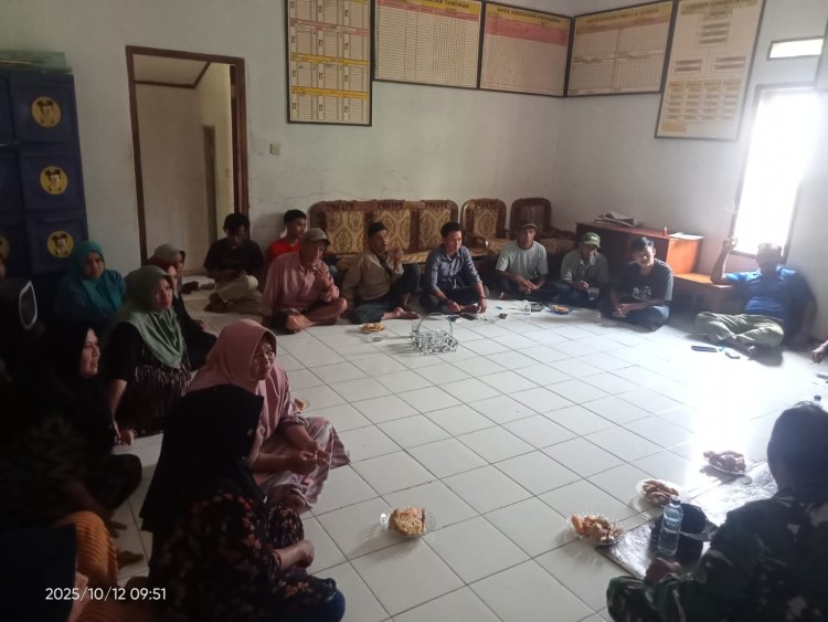 Babinsa Koramil 0115/Cimanggu Hadiri Sosialisasi Rencana Pembangunan Irigasi di Desa Kramat Jaya
