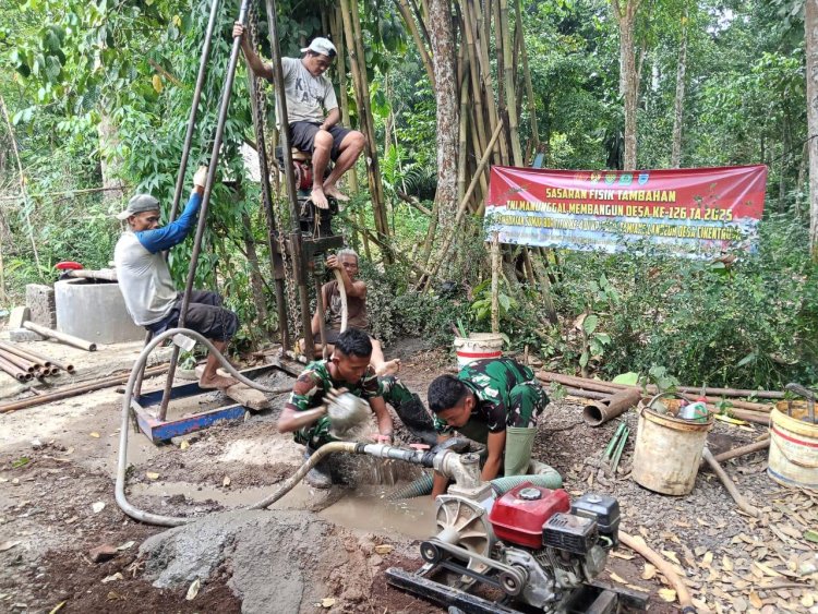 Satgas TMMD Ke-126 Kodim 0601/Pandeglang Dampingi Pengeboran Sumur Bor Titik Ke-4 di Desa Cikentrung