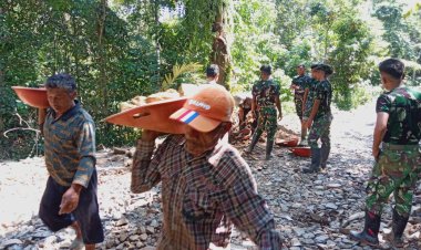 Satgas TMMD ke-126 Lanjutkan Pengerasan Jalan di Desa Cikeuntrung, Progres Capai 98%
