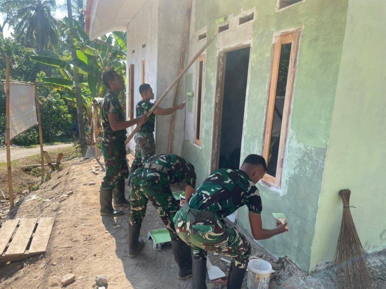 Satgas TMMD ke-126 Kodim 0601/Pandeglang Lanjutkan Pekerjaan Perehaban Rumah Tidak Layak Huni (RTLH) Progres 96%