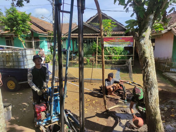 Satgas TMMD ke-126 Kodim 0601/Pandeglang Lanjutkan Pengeboran Air Bersih di Titik ke-5 Kampung Pasir Talun, Desa Cikeuntrung, Kecamatan Cadasari