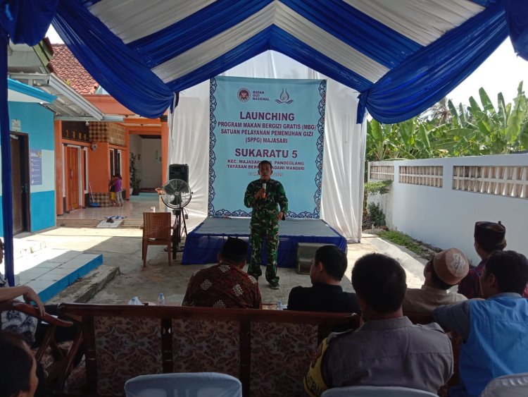 Danramil 0101/Pandeglang Hadiri Launching SPPG Sukaratu 5 Yayasan Berkah Madani Mandiri