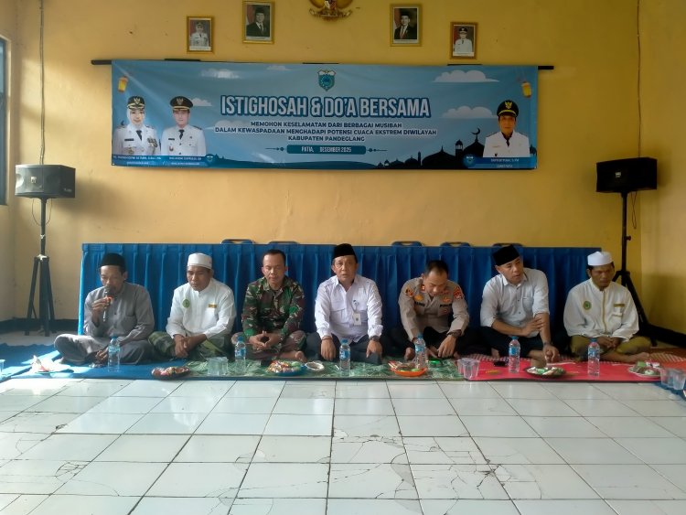 Hadapi Cuaca Ekstrem, Serka Dede Suharsono dari Koramil 0111/Pagelaran Ikut Doa Bersama di Patia