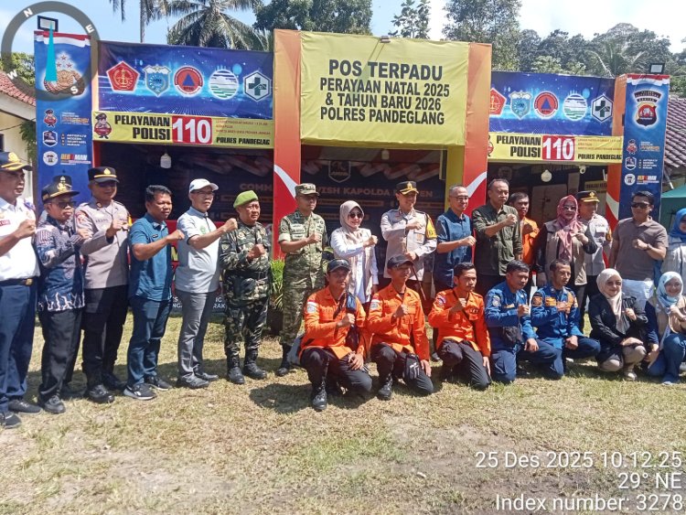 DANDIM 0601/PANDEGLANG BERSAMA FORKOPIMDA KABUPATEN PANDEGLANG LAKSANAKAN MONITORING POS NATARU, TEMPAT IBADAH NATAL DAN OBJEK WISATA PANTAI