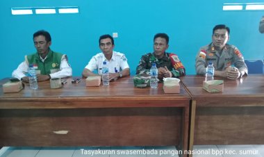 Sertu Harpianto Babinsa Menghadiri Tasyakuran Swasembada Pangan di Desa Sumberjaya, Kecamatan Sumur