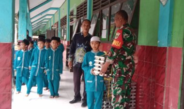 Babinsa Koramil 0105/Mandalawangi Dampingi Pelaksanaan Program Makan Bergizi Gratis (MBG) di Kecamatan Mandalawangi
