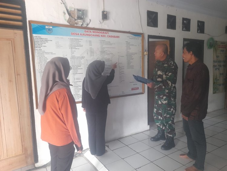 Babinsa Koramil 0102/Cadasari Laksanakan Komsos dan Pendataan Monografi Wilayah di Desa Kaungcaang