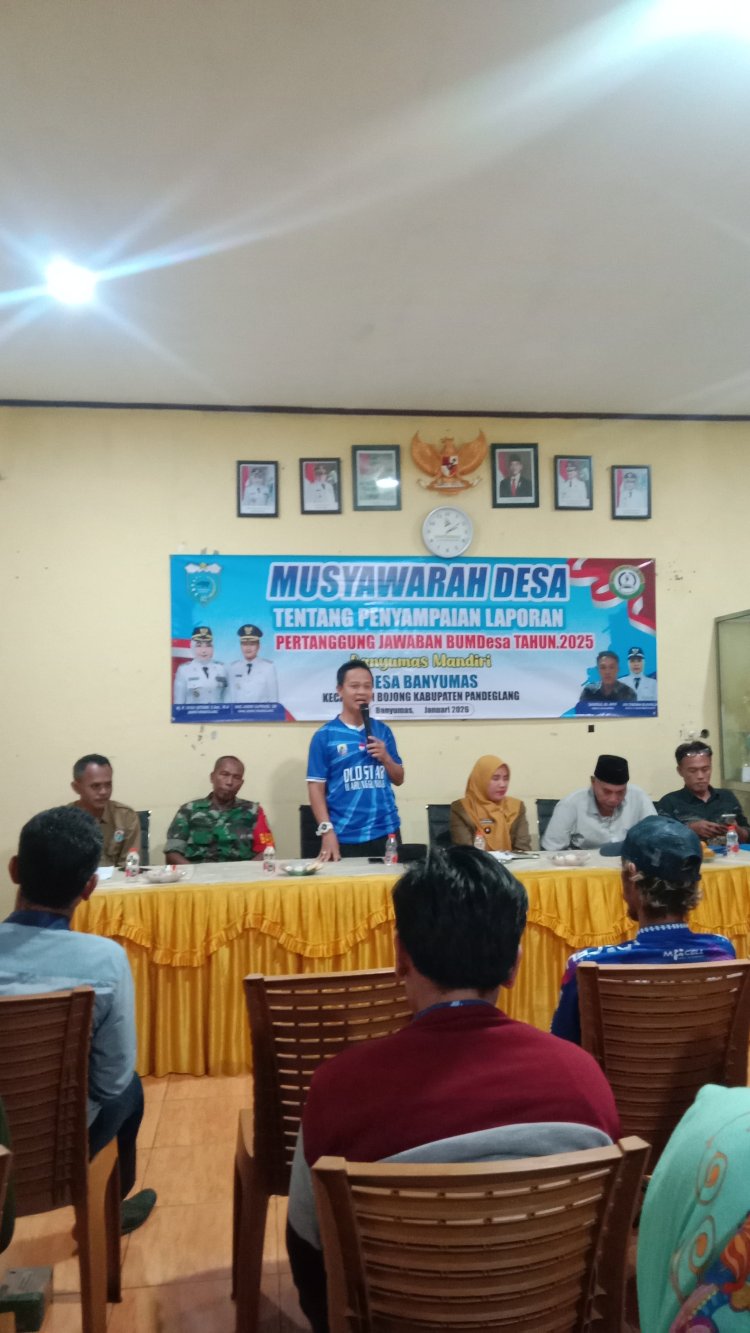 Babinsa Koramil 0108/Bojong Hadiri Musdes dan Laporan Pertanggungjawaban BUMDes Desa Banyumas