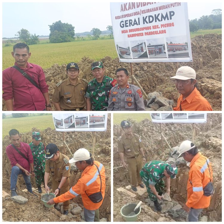 Danramil 0108/Bojong Hadiri Peletakan Batu Pertama Pembangunan KDKMP Desa Bungurcopong