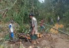 Babinsa Koramil 0108/Bojong Laksanakan Kerja Bakti Pembersihan Lokasi Pembangunan Jembatan Armco di Kampung Pasir Seuti
