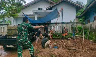 Babinsa Koramil 0101/Pandeglang Laksanakan Monitoring Pembangunan Sumur Bor Program TNI AD Manunggal Air di Kelurahan Kadomas