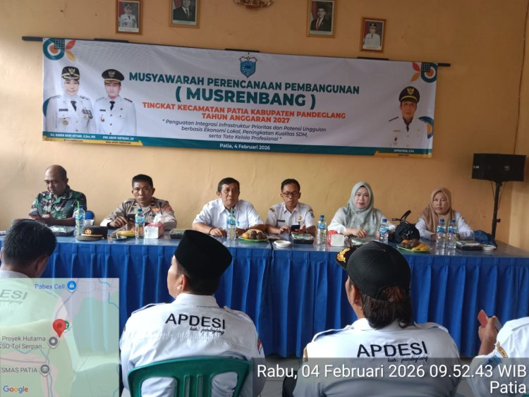 Pelda Agus Rizal Babinsa Koramil 0111/Pagelaran Hadiri Musrenbang Tingkat Kecamatan Patia Tahun Anggaran 2027