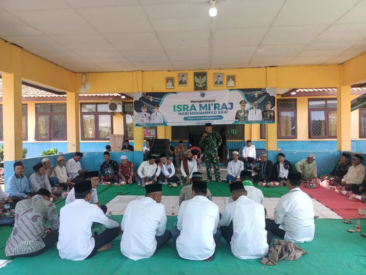 Koramil 0109/Munjul Hadiri Peringatan Isra Mi’raj dan Doa Bersama Pada Penutupan Pengajian Rutin Bulanan Tingkat Kecamatan Angsana Tahun 2026