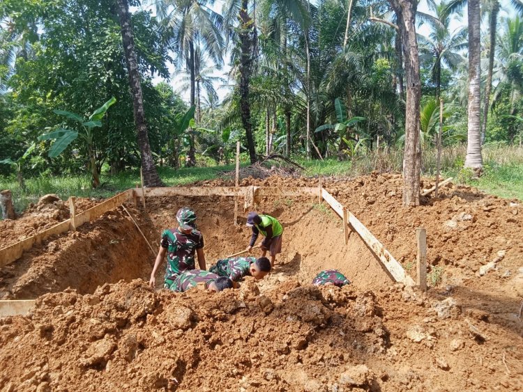 ‎TNI Bersama Warga Lanjutkan Pembangunan Jembatan Gantung Sungai Cikasap Hulu