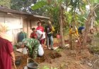 Satgas TMMD Ke-129 Kodim 0601/Pandeglang dan Warga Laksanakan Karya Bakti Penataan Lingkungan Masjid di Kampung Pangburangan
