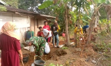 Satgas TMMD Ke-129 Kodim 0601/Pandeglang dan Warga Laksanakan Karya Bakti Penataan Lingkungan Masjid di Kampung Pangburangan